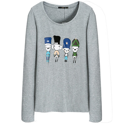 

Semir Women&39s round neck cartoon printed cotton long-sleeved T-shirt Korean version of the shirt 19316010906 in the flower gray S