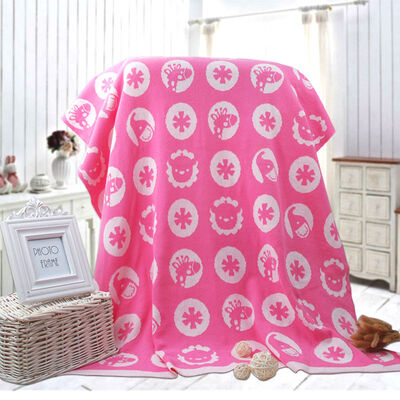 

Fisher-Price blanket cotton jacquard knitted towel cotton cover blanket 80 * 100cm blue