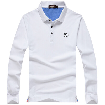 

Bejirog Tie Spring Мужская мода с длинным рукавом Футболка Чистый цвет Casual Lapel POLO Shirt 16001BJ3506 Белый 3XL