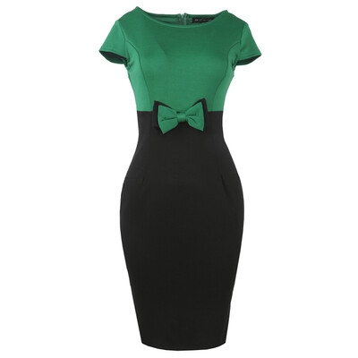 

2 Colors S-XXL Plus Size Women Dress 2016 Fashion Casual Pencil Dress Patchwork Short O-Neck Autumn Dresses
