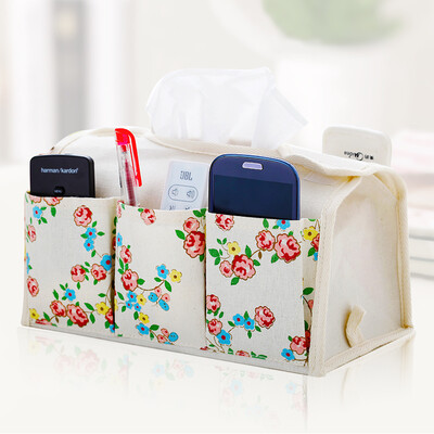 

Jingdong Supermarket Yi Cainian pastoral flower tiana waterproof table top paper towel remote control storage box GPR5255