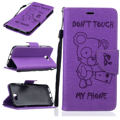 

Purple Bear Embossed PU Leather Wallet Case Classic Flip Cover with Stand Function and Credit Card Slot for HUAWEI Y5 II
