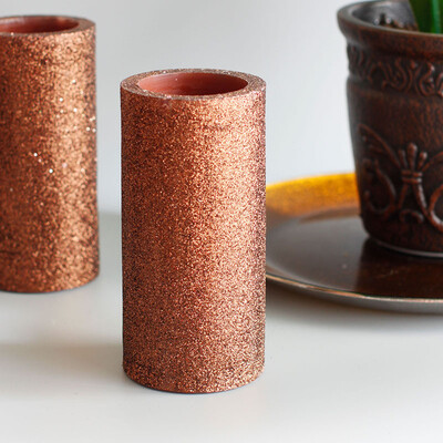 

simplux Batter Power Glitter Flameless LED Pillar Candle with Timer 3 x 6" Coffee