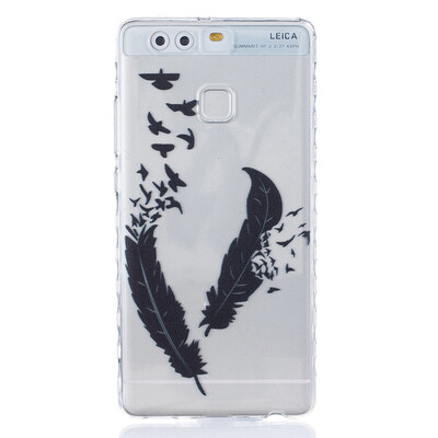 

Два перьев Pattern Мягкий тонкий ТПУ резиновый силиконовый гель обложка чехол для HUAWEI P9