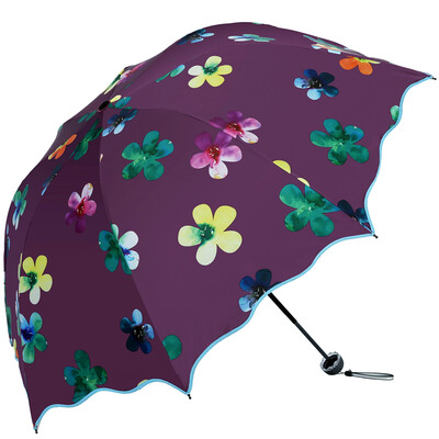 

Jingdong supermarket] Paradise umbrella (UPF50 +) full shade black rubber three fold sun umbrella sunny umbrella 31823E purple