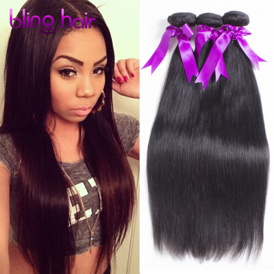 

Bling Hair Peruvian Virgin Hair Straight Hair 3 Bundles 7A Grade 100% Unprocessed Human Hair Weave