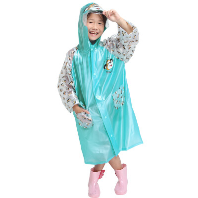 

Jingdong Supermarket] Paradise umbrella raincoat rain pants children's poncho cute cartoon invisible book bag student raincoat G006K child rain puddle green