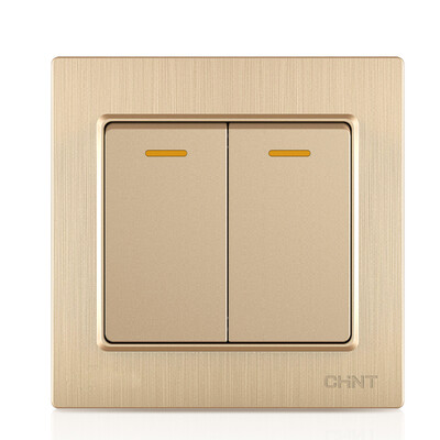 

Zhengtai (CHNT) socket panel two open multi-control switch panel brushed gold 7L series NEW7-L07202A