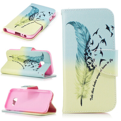 

Feathers and birds Design PU Leather Flip Cover Wallet Card Holder Case for Samsung Galaxy A3 2017