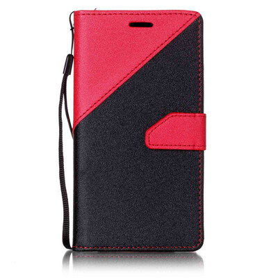 

Black + red Design PU Leather Wallet Case Classic Flip Cover with Stand Function and Credit Card Slot for HUAWEI Y5 II