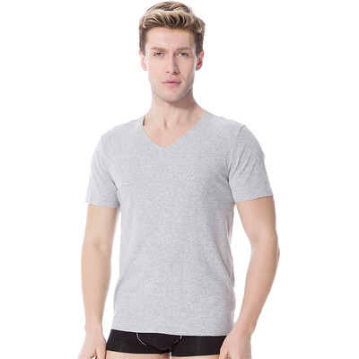 

Jingdong supermarket modal vest men&39s V-neck short sleeve elastic Slim breathable modal T-shirt black L