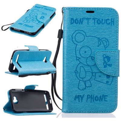 

Light Blue Bear выбитый PU кожаный бумажник чехол Классический откидная крышка с подставкой Функция и слот кредитной карты для HUA