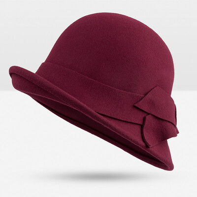

WISHCLUB Noble Wool Cap Cap Bow Guitar Retro Elegant Female Brand Cap