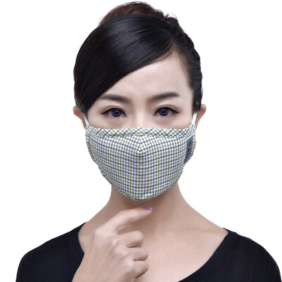 

Green breathable activated carbon PM2.5 anti-fog haze dust thin fashion breathable fine mask donated three electrostatic adsorption filter gray grid