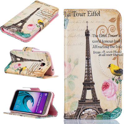 

Paris Tower Design PU Leather Flip Cover Wallet Card Holder Case for SAMSUNG GALAXY J3J3 2016 J320