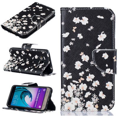 

Small white flowers Design PU Leather Flip Cover Wallet Card Holder Case for SAMSUNG GALAXY J3/J3 2016 J320