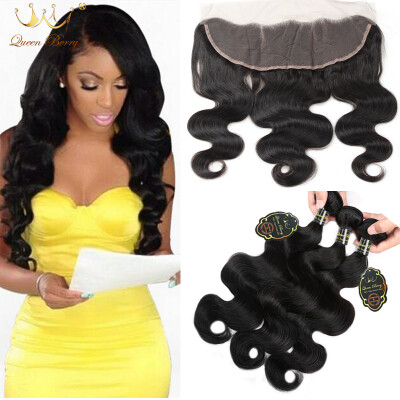 

7A Brazilian Body Wave With Frontal 13x4 Ear To Ear Lace Frontal Closure With Bundles Brazilian Virgin Hair With Lace Frontal