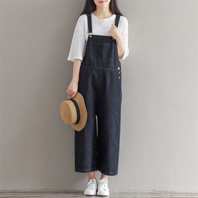 

City Plus CITYPLUS Arts&Retreat College Wind Nine Pants Loose Wide Leg Pants Fashion Cowboy Pants CWKN173357 Black M