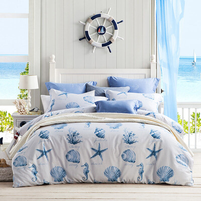 

LOVO LOLI Жизнь производства Хлопок Twill Bed Четыре части океана Память Синий 200 * 230 см