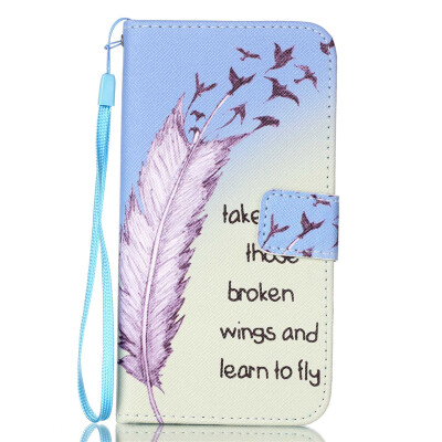 

Feathers and Birds Design PU Leather Flip Cover Wallet Card Holder Case for LG K10