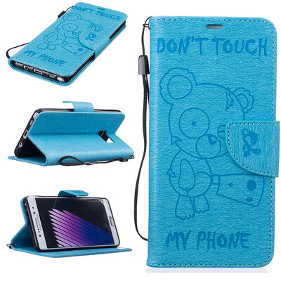 

Light blue Bear Style Embossing Classic Flip Cover with Stand Function and Credit Card Slot for SAMSUNG Galaxy Note 7