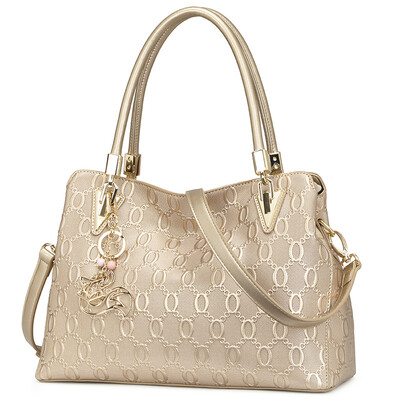 

Golden Fox FOXER new fashion chain printing printed shoulder Messenger bag cowhide portable multi-functional female package tide leisure fashion ladies shoulder bag 962061F1W rose gold