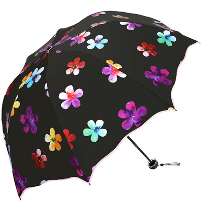 

Jingdong supermarket] Paradise umbrella (UPF50 +) full shade black rubber three fold sun umbrella sunny umbrella 31823E purple