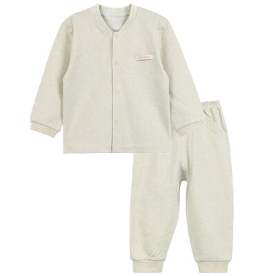 

Xin Song baby color cotton cardigan suit newborn spring and autumn color cotton underwear shirt pants suit natural green C290D90