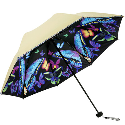 

Paradise umbrella (UPF50 +) double hit black rubber butterfly fly three fold sun umbrella sunny umbrella 31