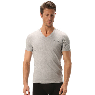 

Seven Wolves Short Sleeve T-Shirt Men Spring Summer Business Casual V-Neck Boots Satin Nylon 98771 Gray L