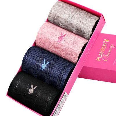 

Playboy PLAYBOY 2700 wool socks in the tube fashion warm socks 4 double gift box black sapphire light gray