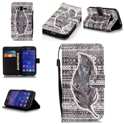 

Plumes Design PU Leather Flip Cover Wallet Card Holder Case for SAMSUNG G530