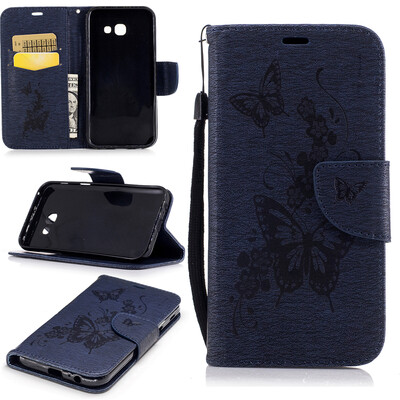 

Deep Blue Butterfly Style Чеканка Классическая флип-обложка с функцией подставки и слотом для кредитных карт для SAMSUNG Galaxy A5 2017/A520