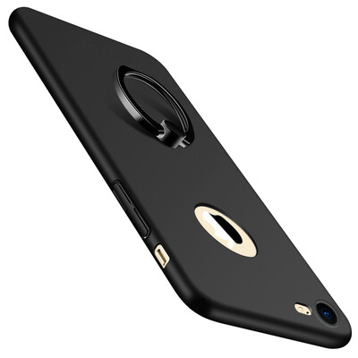 

BIAZE Apple 7 mobile phone case iPhone7 protective cover with a ring buckle bracket all-inclusive anti-fall matte control series JK101-black