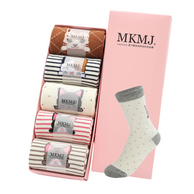 

Jingdong supermarket MKMJ women&39s cotton socks fashion cute cat casual cotton socks mixed color 5 pairs of equipment