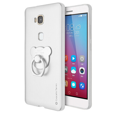 

Cool Le Feng glory play 5X mobile phone shell creative ring buckle case Silicone soft shell shell bracket shatter-resistant shell for Huawei Glory Play 5X Earl series - white