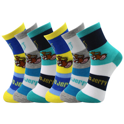 

TOM&JERRY Tom Cats&Jerry Rat boys&socks children cute cartoon baby combed cotton socks four seasons 6 pairs of 18-20CM 5-7 years old