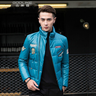 

Men's leather jacket long sleeve autumn witer clothing genuine sheepskin motocycle coat real leather newest style with padding