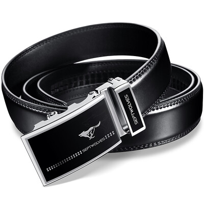 

Seven wolves men&39s belt business trend leather middle-aged youth belt automatic buckle casual belt 7A01036532 black