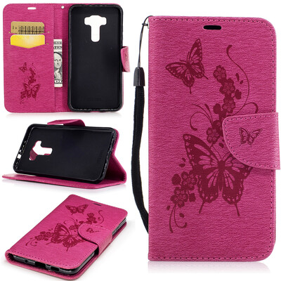 

Розовая бабочка Стиль тиснение Классический откидная крышка с функцией подставки и слот для кредитных карт для ASUS ZenFone 3 ZE520KL