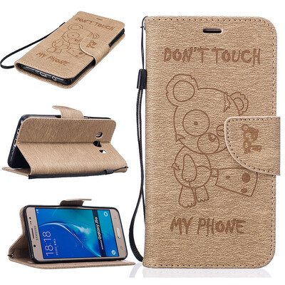 

Gold Bear Style Embossing Classic Flip Cover with Stand Function and Credit Card Slot for SAMSUNG Galaxy J5 2016/J510