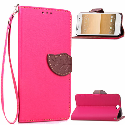 

Pink Design PU Leather Flip Cover Wallet Card Holder Case for HTC One A9