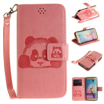 

Розовый Panda Стиль Тиснение Классический откидная крышка с подставкой Функция и слот кредитной карты для SAMSUNG GALAXY S6 Edge