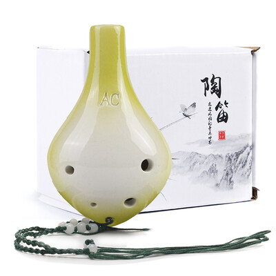 

Acacia LOVEBIRD 6 hole pottery flute ice crack long mouth AC tune six hole ac painting magnetic flute beginner with teaching material lanyard XS2028 gradient green