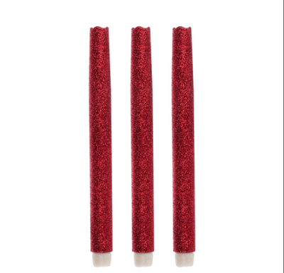 

Home Impressions Battery Operated Smooth Flameless Real Wax Led Taper Candle with six Hour Timer9 Inchredpack of 3