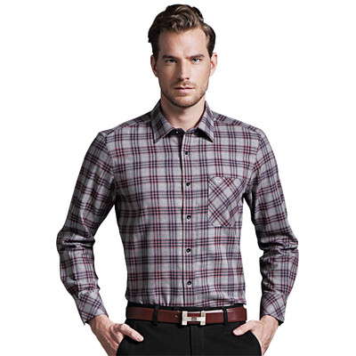 

Funky Virtue Pure Cotton Flannel Warmening Thickening Cloth Men's Shirt CC421LM Red Gray Grid 40 (170/92