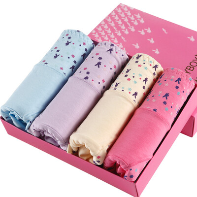 

Playboy Ladies Underwear 95 Cotton Sexy Fashion Print Waist Pants Women Four Dresses 16085