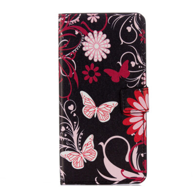 

Black-pink Butterfly Design PU Leather Flip Cover Wallet Card Holder Case for Huawei mate 9