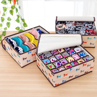 

Sheng Ni still product Oxford cloth underwear storage box Small clothes storage box Storage finishing box blue dot three-piece