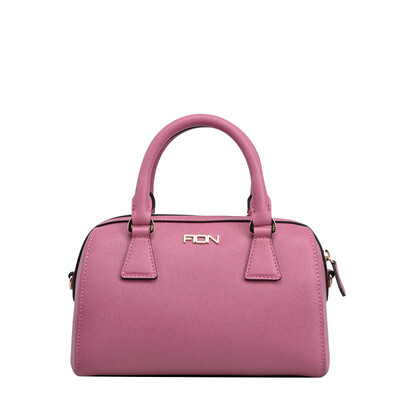 

FION / FEI An NIE US fashion ladies handbag leather zipper Boston bag cross figure women bag FPBA / LPKPK / AT017 light pink